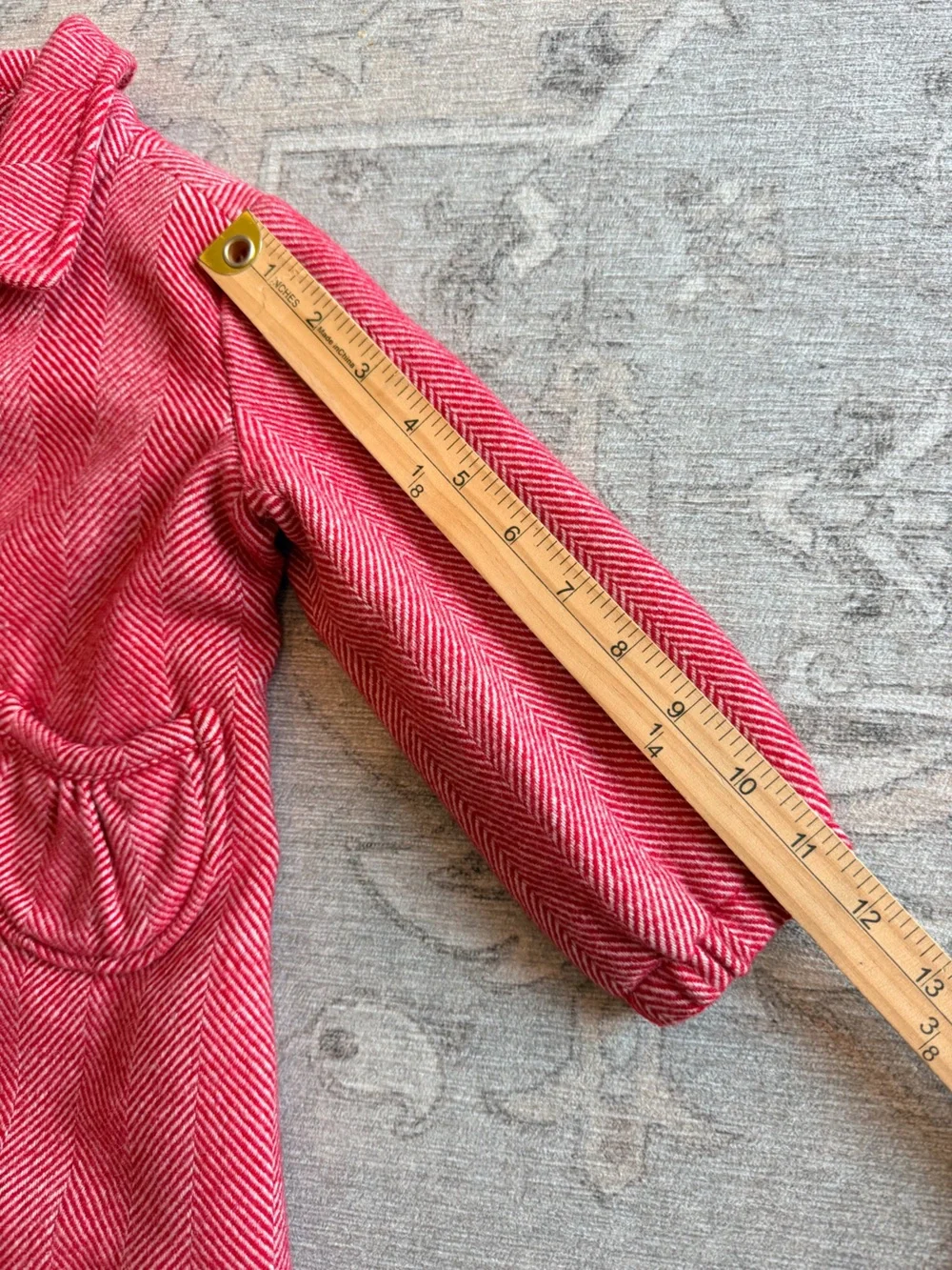 Vintage GAP Girls Red Herringbone Pea Coat holiday wool blend Christmas photos 2